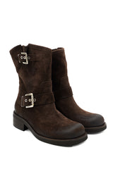Gaia Shoes Thalia biker boots in pelle scamosciata