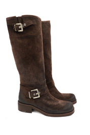Gaia Shoes Tilde stivali biker in pelle scamosciata e punta tonda