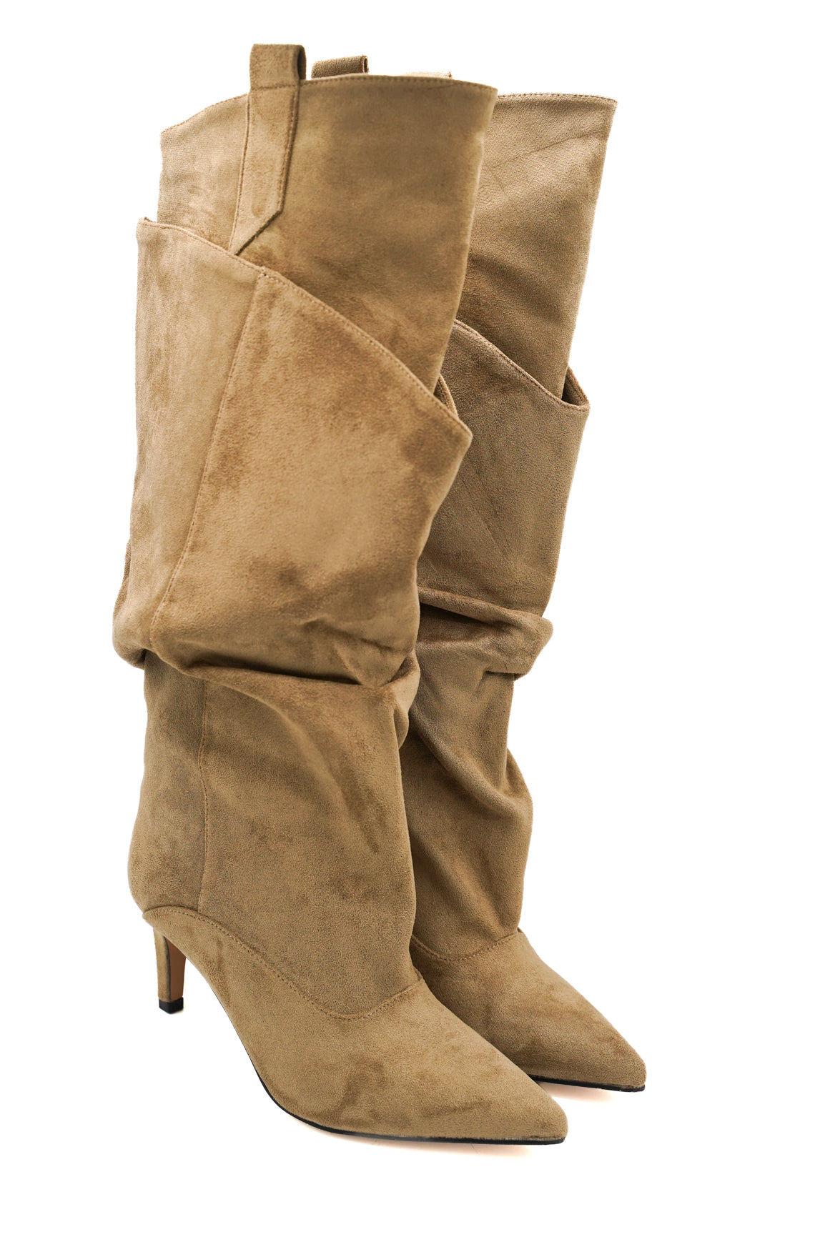 Gaia Shoes Fatima stivale alto arricciato scamosciato