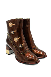 Rockaway 84687 Stivaletti in vernice con grandi bottoni ornamentali