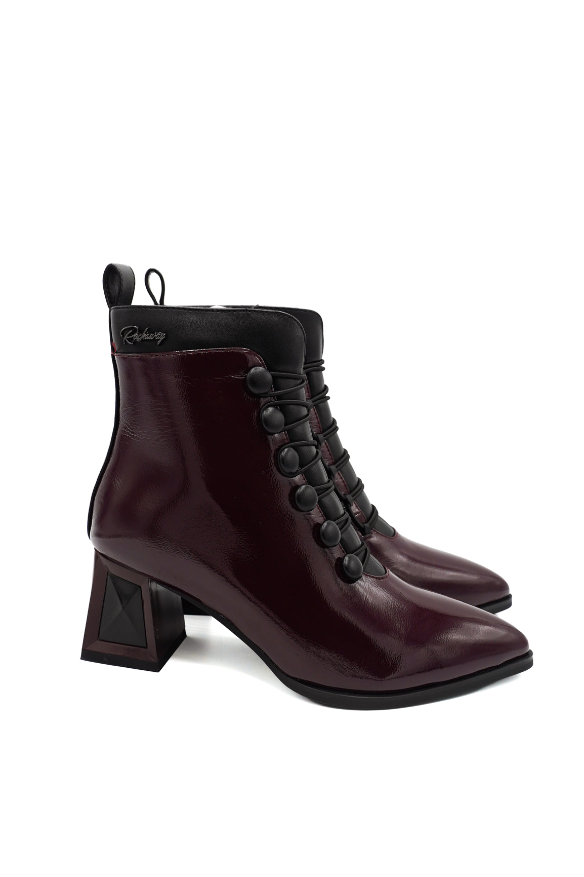 Rockaway 84659 Stivaletti con design bicolore e fila di bottoni bombati