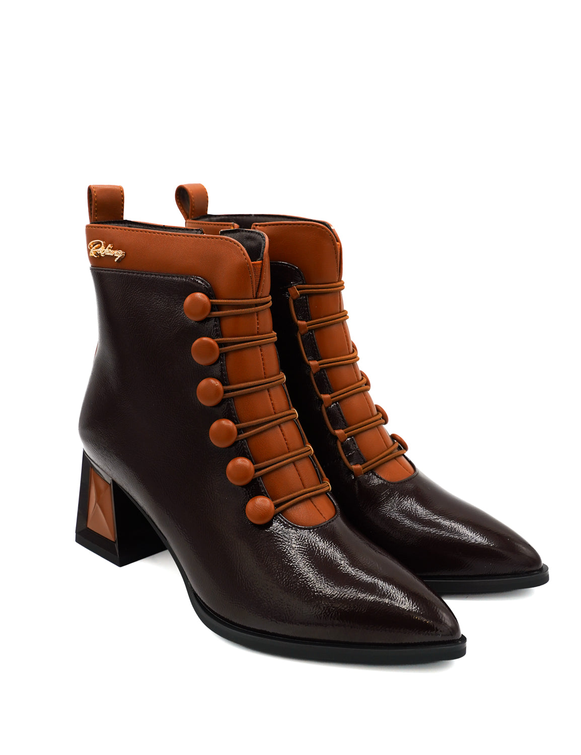 Rockaway 84659 Stivaletti con design bicolore e fila di bottoni bombati