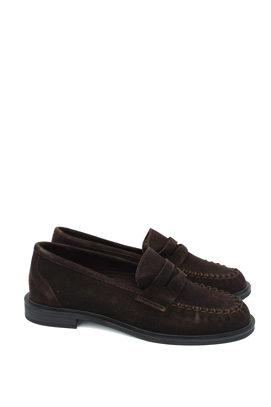 Gaia Shoes 100270326 Penny loafer scamosciati con cucitura arricciata
