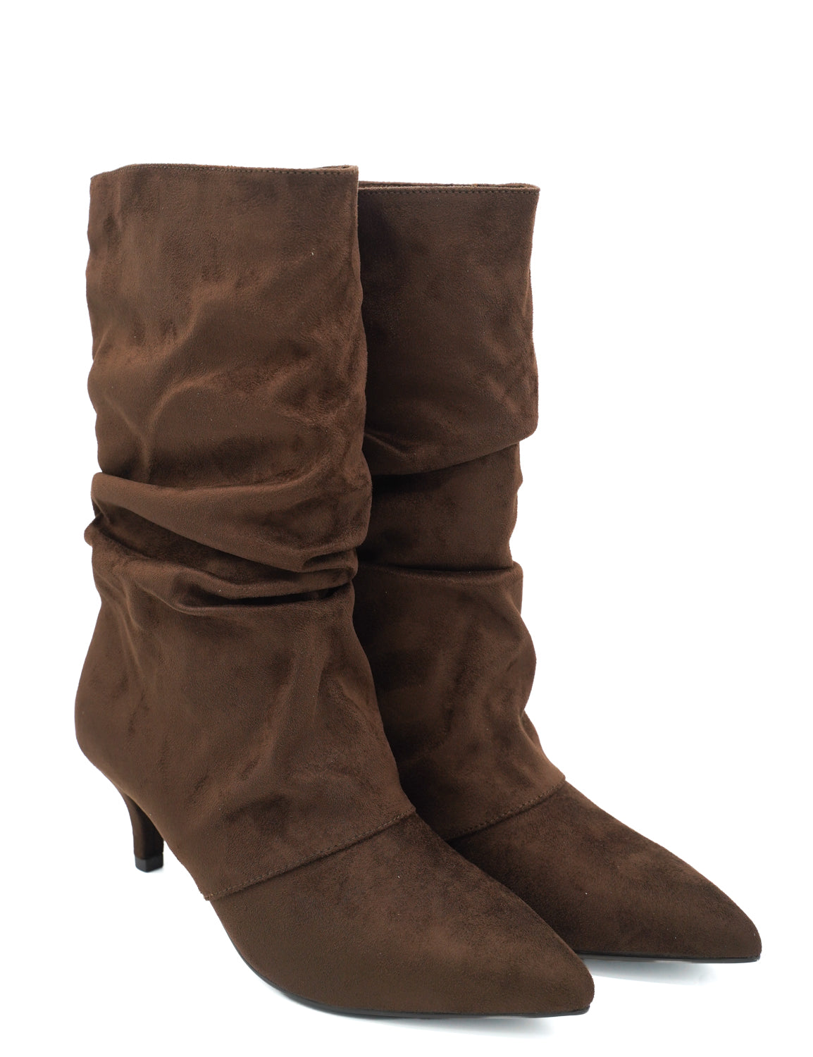 Gaia Shoes Maria Stivali morbidi e arricciati con tacco kitten