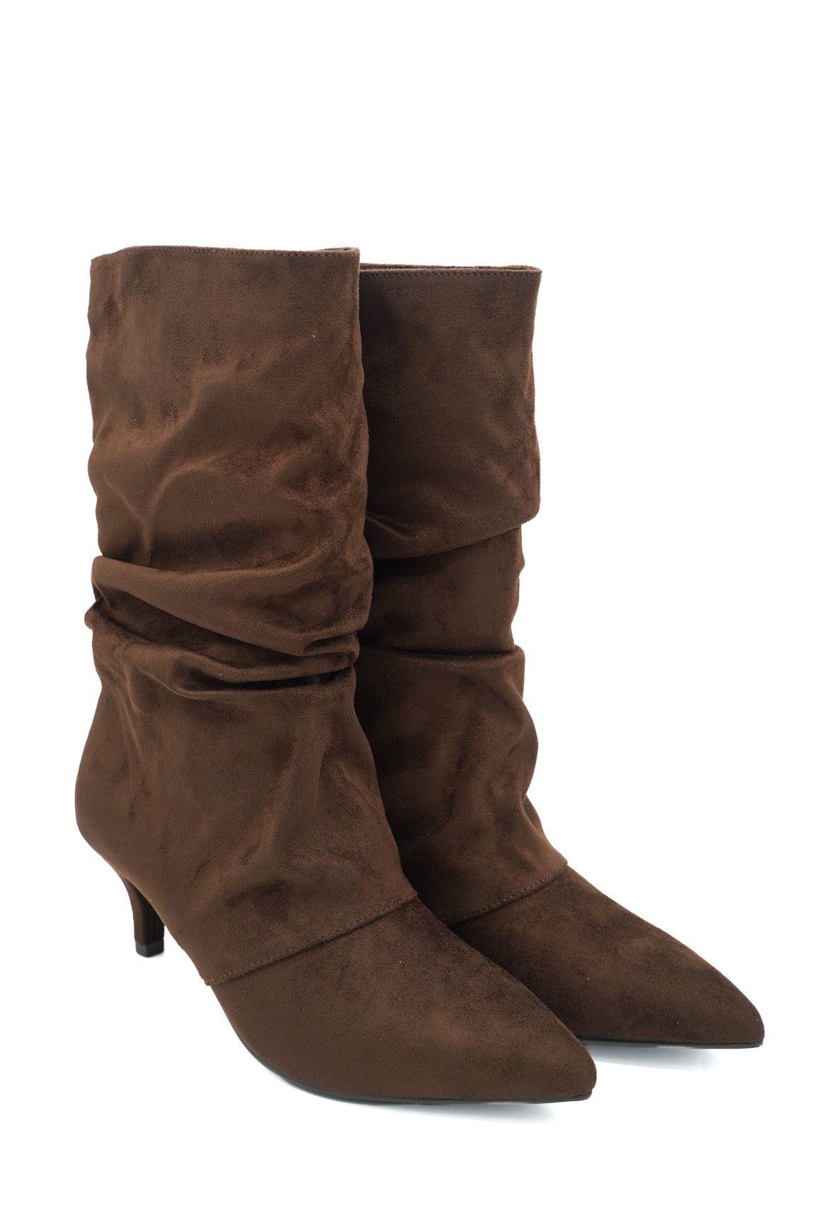 Gaia Shoes Maria Stivali morbidi e arricciati con tacco kitten