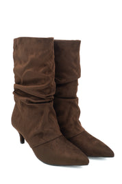 Gaia Shoes Maria Stivali morbidi e arricciati con tacco kitten