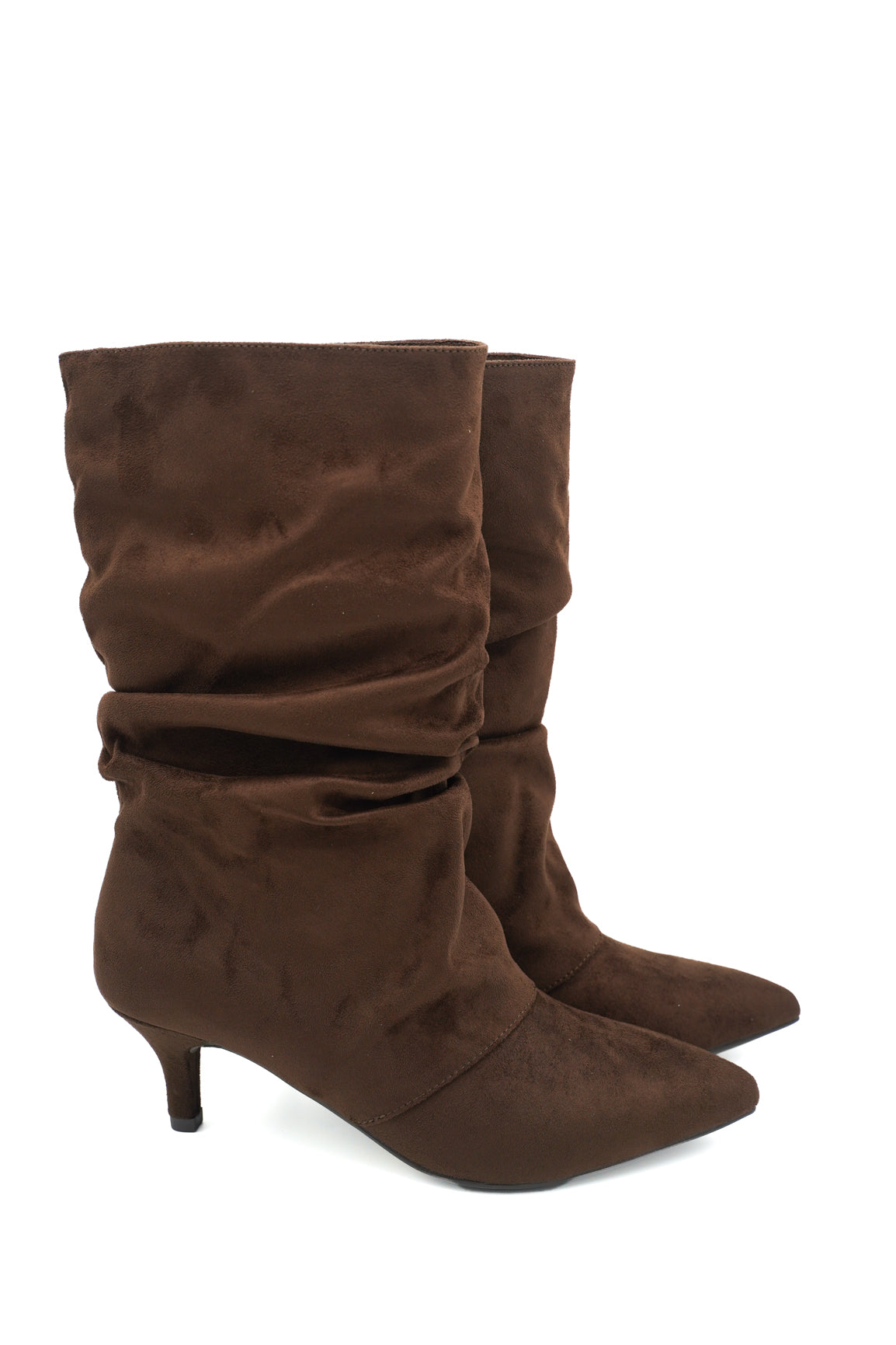 Gaia Shoes Maria Stivali morbidi e arricciati con tacco kitten