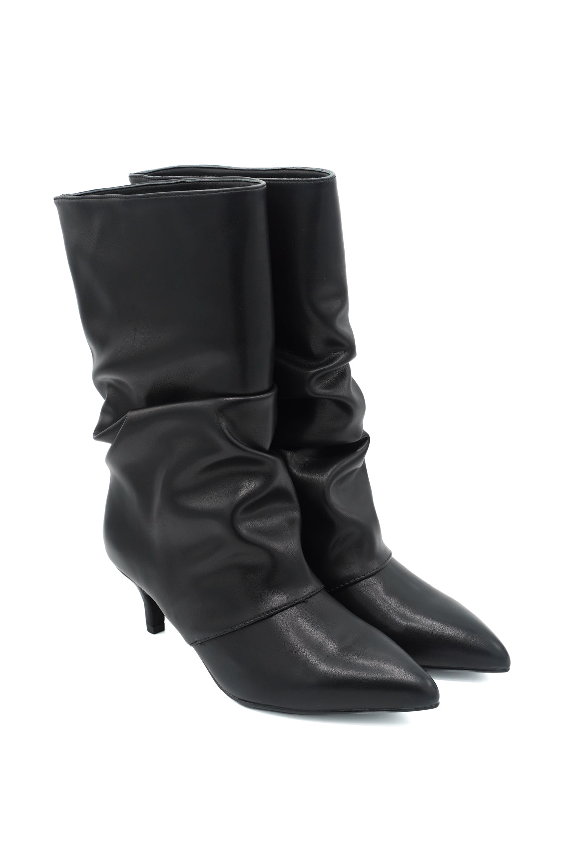 Gaia Shoes Maria Stivali morbidi e arricciati con tacco kitten
