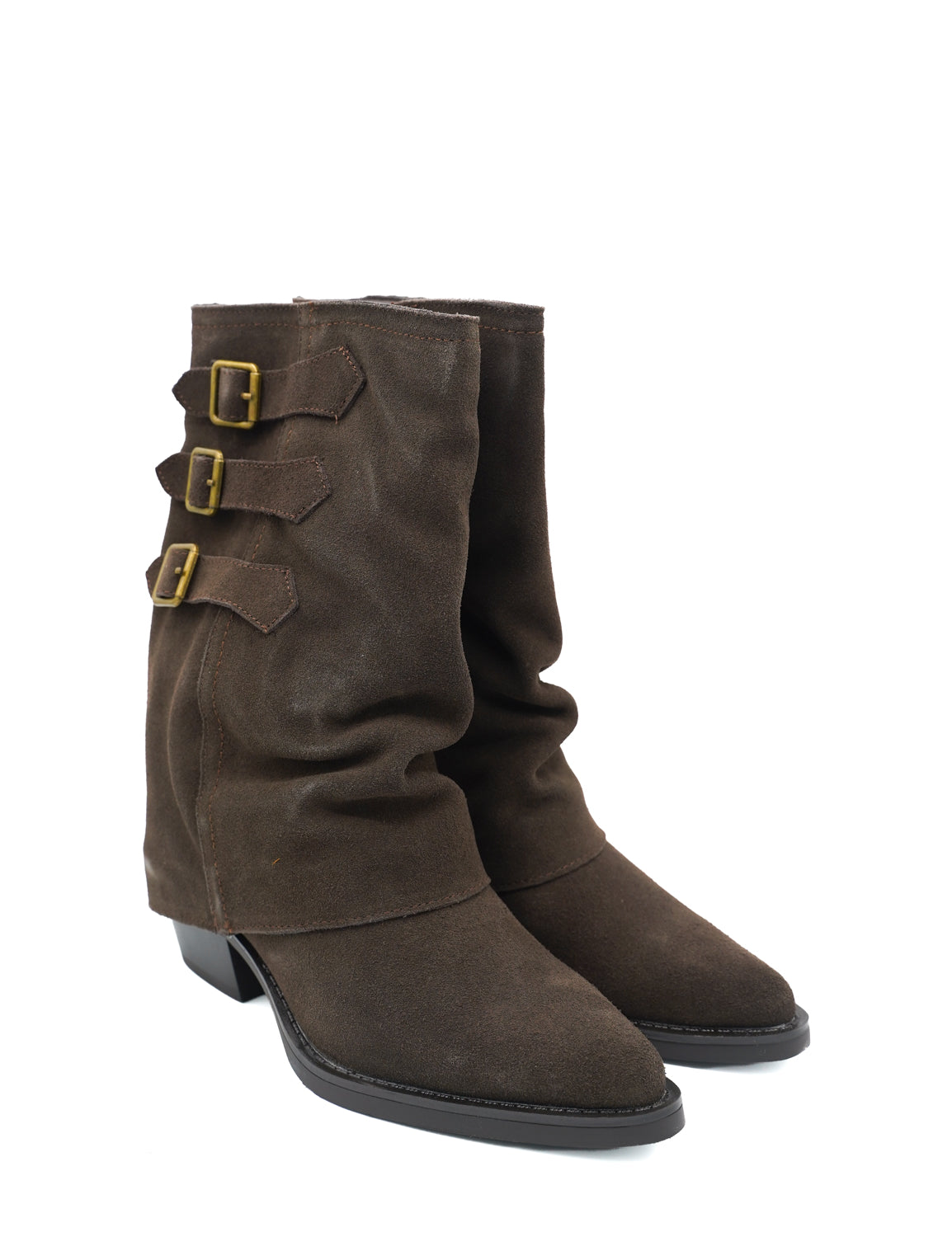 Gaia Shoes 2003 Texani effetto scamosciato con tre fibbie