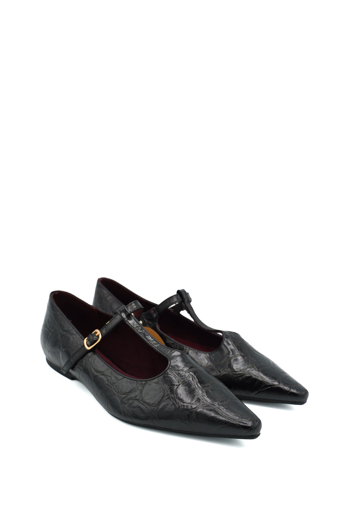 Isteria 1271 Manoletine flat con finitura effetto coccodrillo
