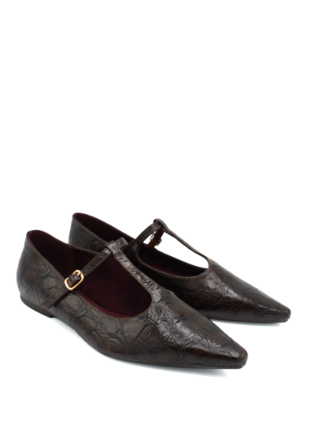 Isteria 1271 Manoletine flat con finitura effetto coccodrillo