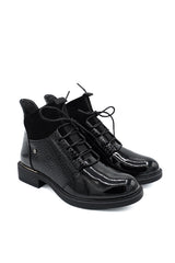 Gaia Shoes Marzia Stivaletti stringati con tomaia bimateriale