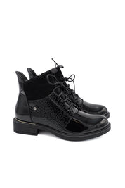 Gaia Shoes Marzia Stivaletti stringati con tomaia bimateriale