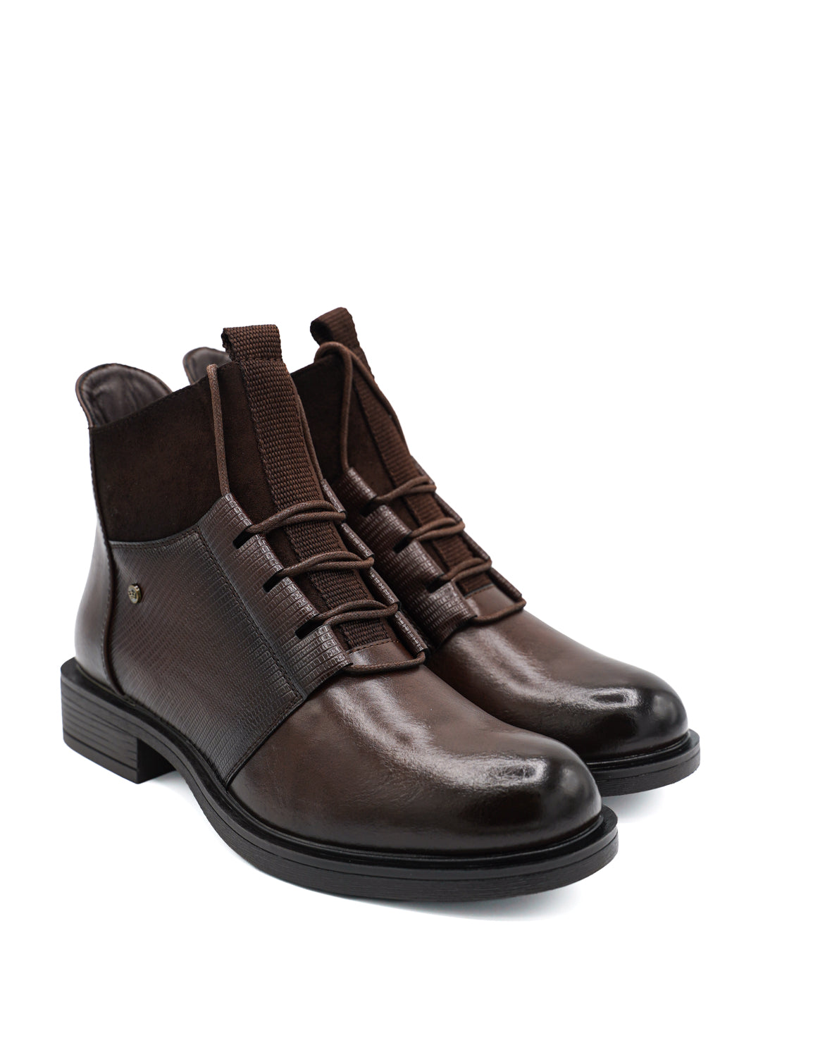Gaia Shoes Marzia Stivaletti stringati con tomaia bimateriale