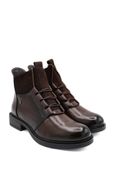 Gaia Shoes Marzia Stivaletti stringati con tomaia bimateriale