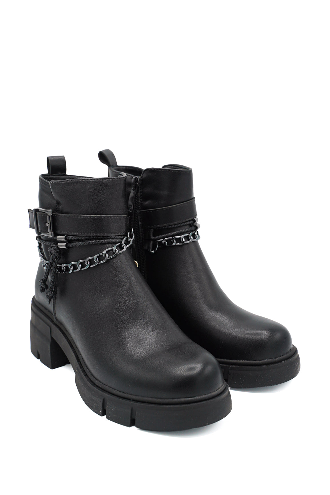 Gaia Shoes Magda Stivaletti biker rock con catena argentata