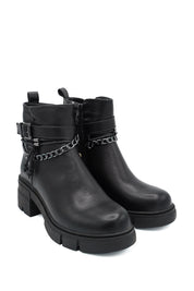Gaia Shoes Magda Stivaletti biker rock con catena argentata
