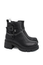 Gaia Shoes Magda Stivaletti biker rock con catena argentata