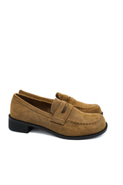 Gaia Shoes Roberta Penny loafer scamosciato con punta arrotondata