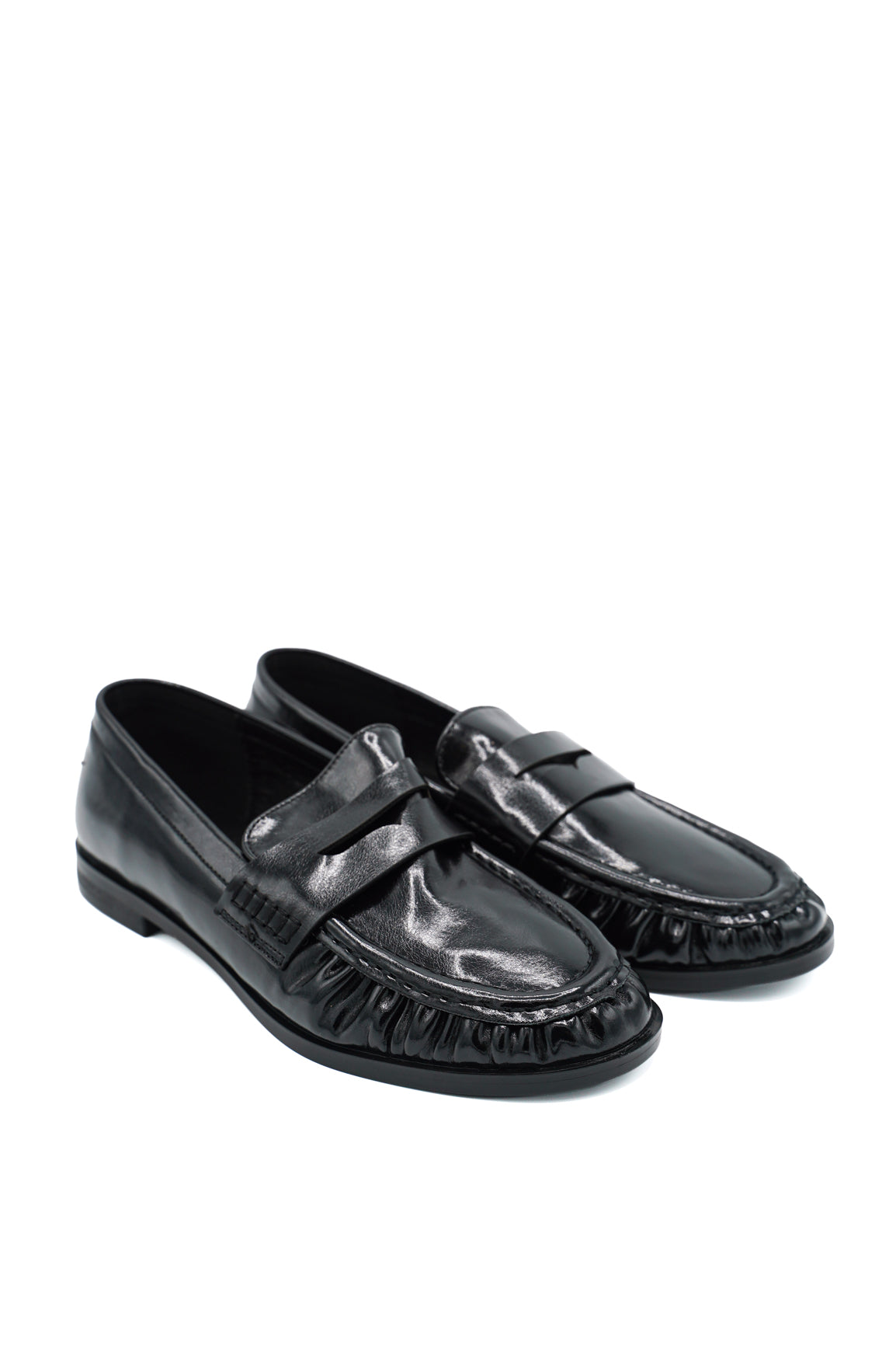Gaia Shoes Rubina Mocassini effetto vernice con dettaglio arricciato