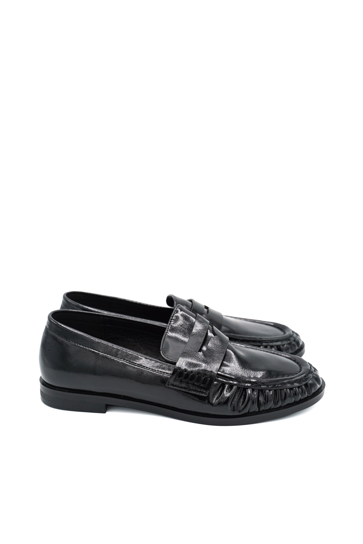 Gaia Shoes Rubina Mocassini effetto vernice con dettaglio arricciato