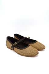 Gaia Shoes 261557 Ballerine Mary Jane in rafia con cinturino