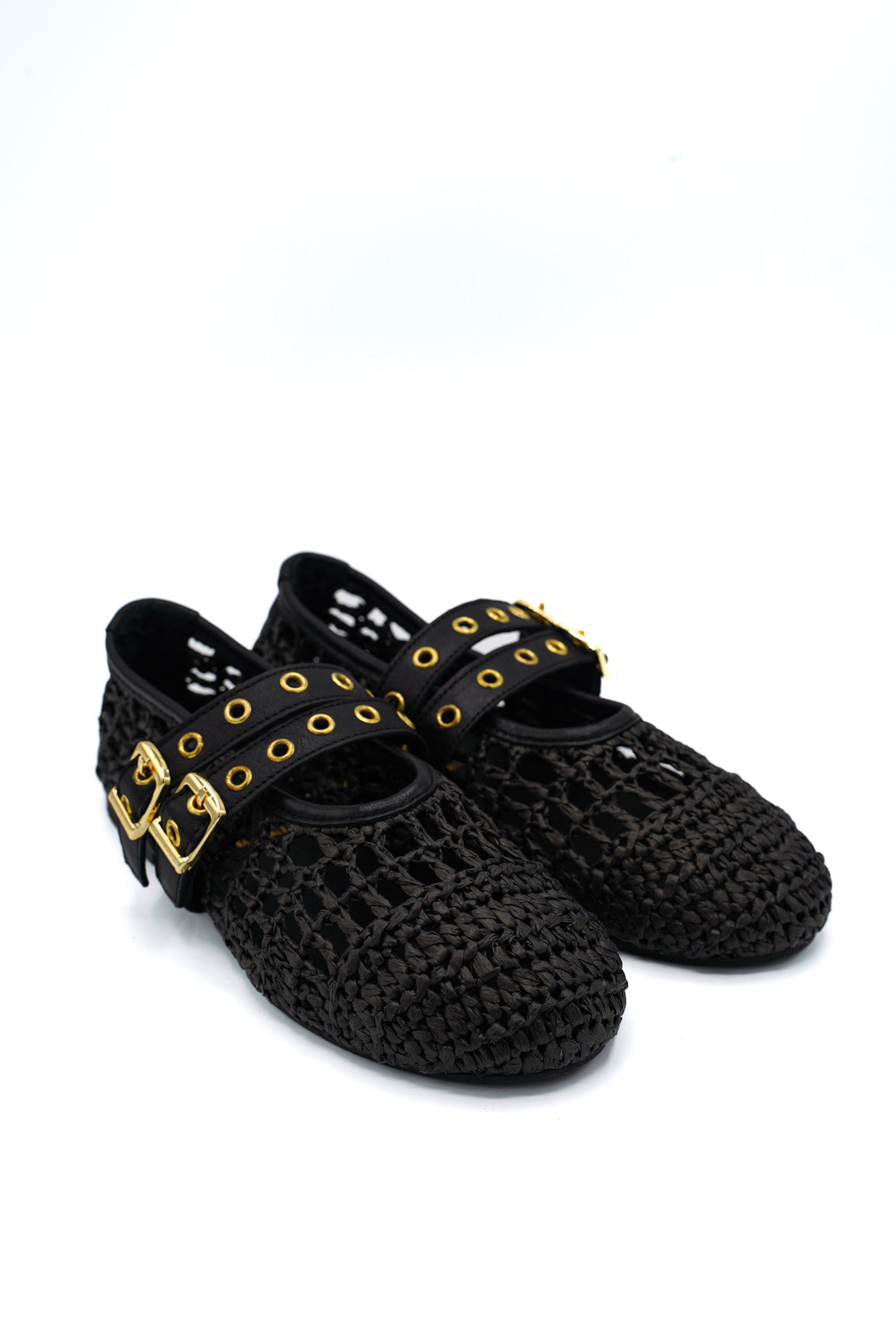 Gaia Shoes 251380 Ballerine in rafia traforata con doppia chiusura