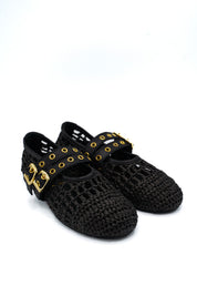 Gaia Shoes 251380 Ballerine in rafia traforata con doppia chiusura