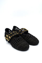 Gaia Shoes 251380 Ballerine in rafia traforata con doppia chiusura