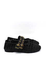 Gaia Shoes 251380 Ballerine in rafia traforata con doppia chiusura