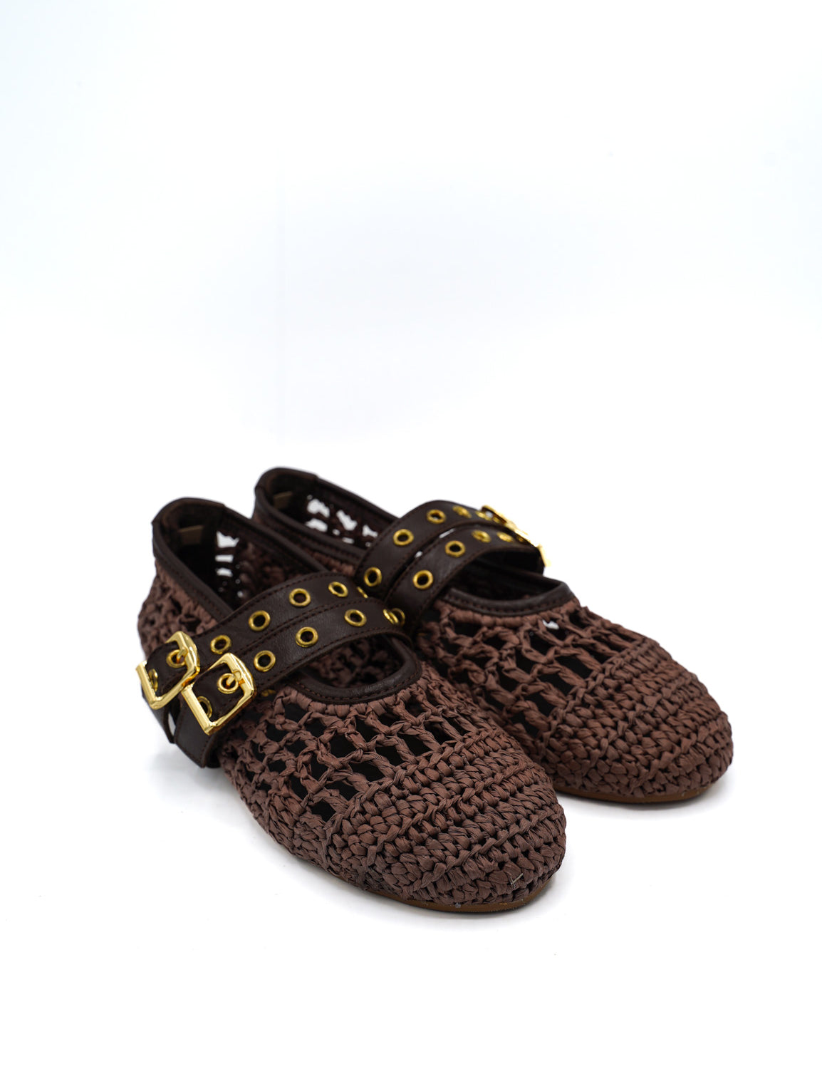 Gaia Shoes 251380 Ballerine in rafia traforata con doppia chiusura