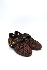 Gaia Shoes 251380 Ballerine in rafia traforata con doppia chiusura