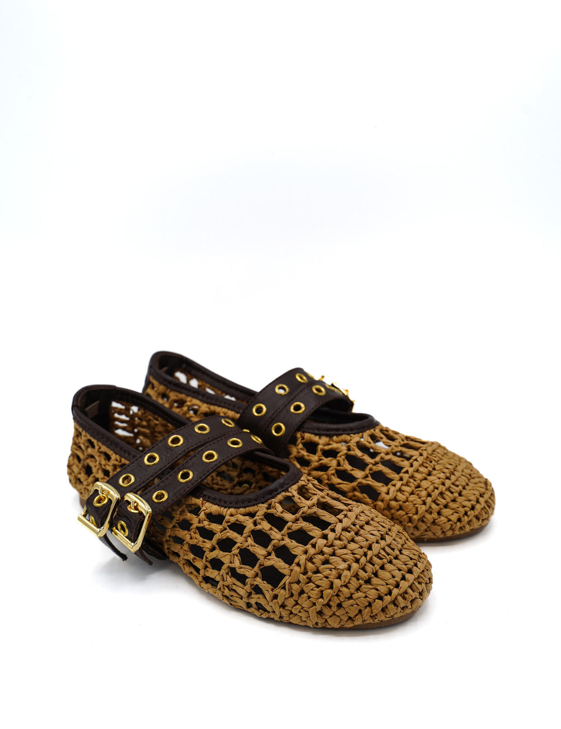 Gaia Shoes 251380 Ballerine in rafia traforata con doppia chiusura