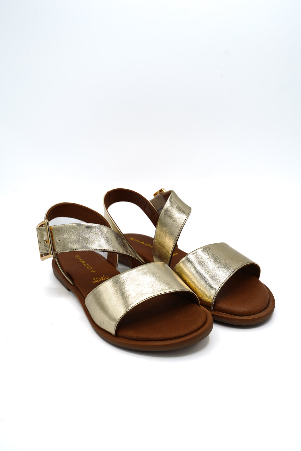 Gaia Shoes 240300 Sandali donna in pelle laminata con fascia incrociata