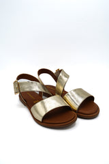 Gaia Shoes 240300 Sandali donna in pelle laminata con fascia incrociata