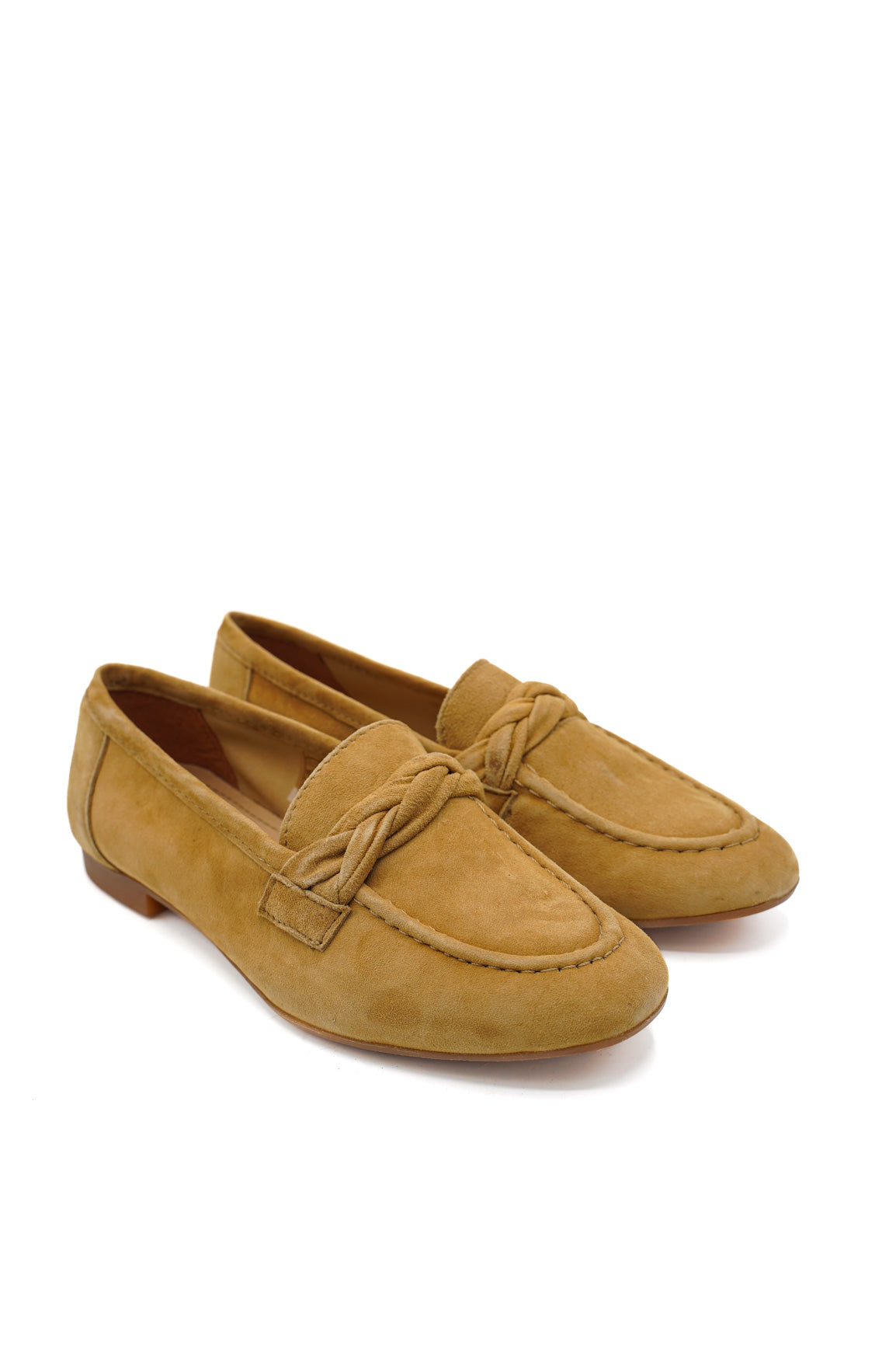 Scarpissime UB32-5107 Mocassini donna scamosciati con traversina a treccia