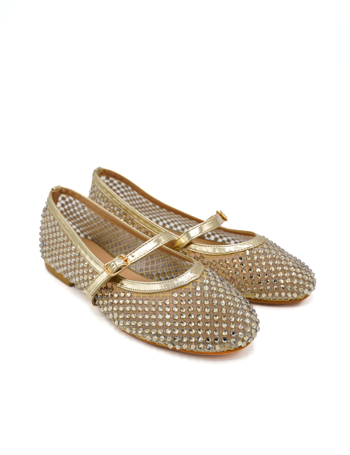 Gaia Shoes E3002 Ballerine stile Mary Jane con rete traforata e strass