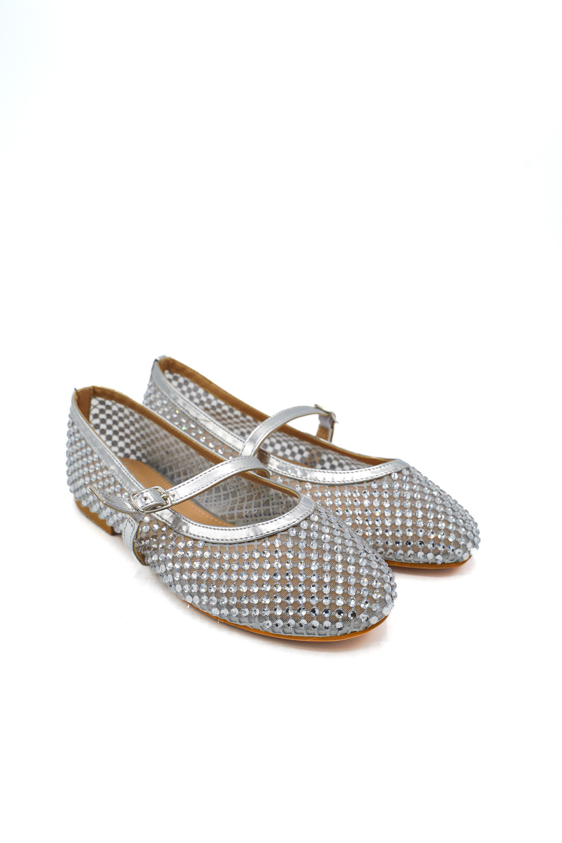 Gaia Shoes E3002 Ballerine stile Mary Jane con rete traforata e strass