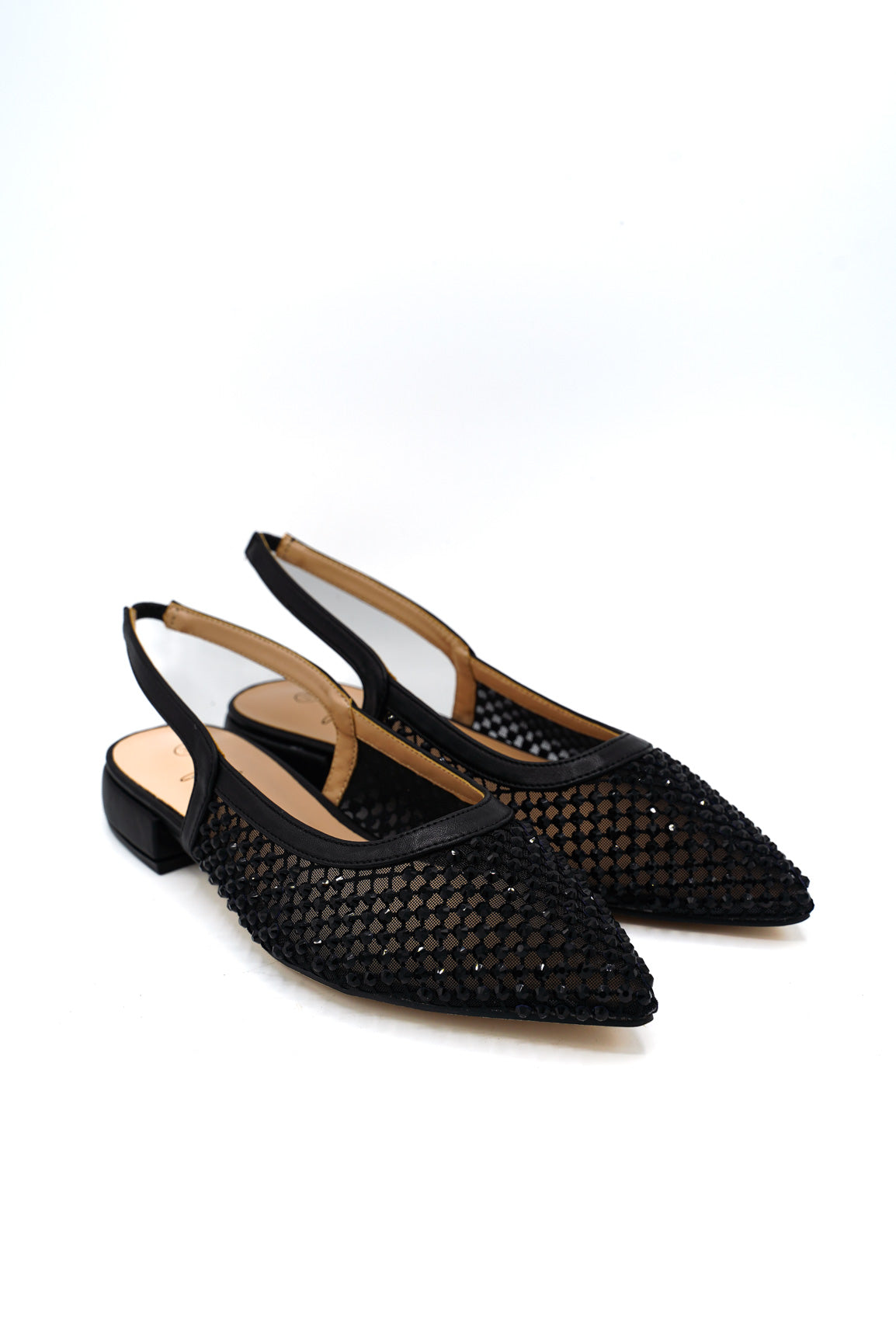 Gaia Shoes E1122 Slingback con tessuto a rete e punta affilata
