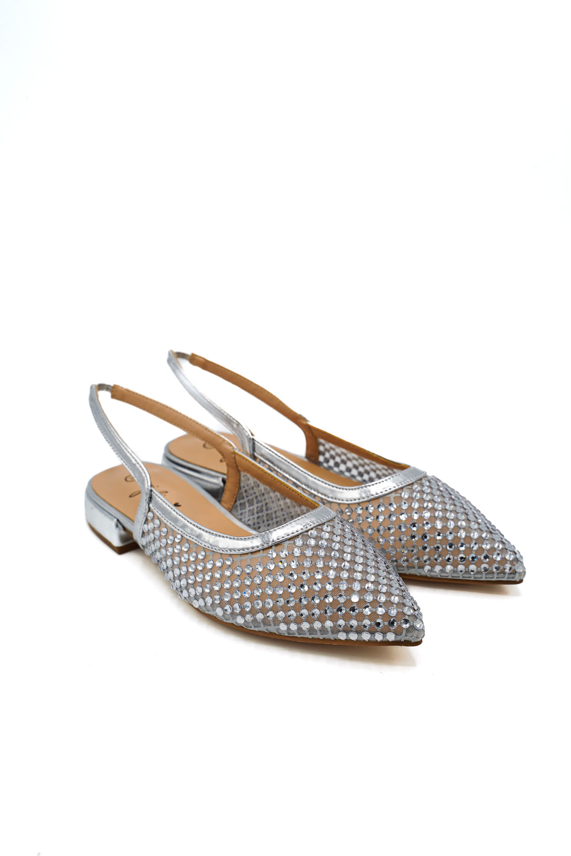 Gaia Shoes E1122 Slingback in rete con micro strass luminosi