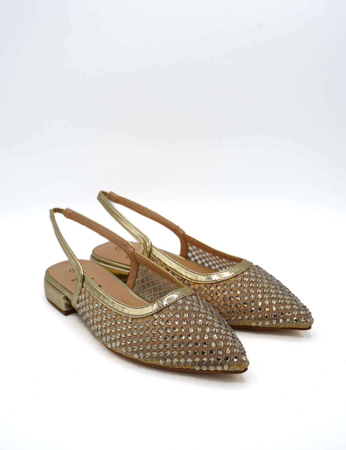 Gaia Shoes E1122 Slingback in rete con micro strass luminosi