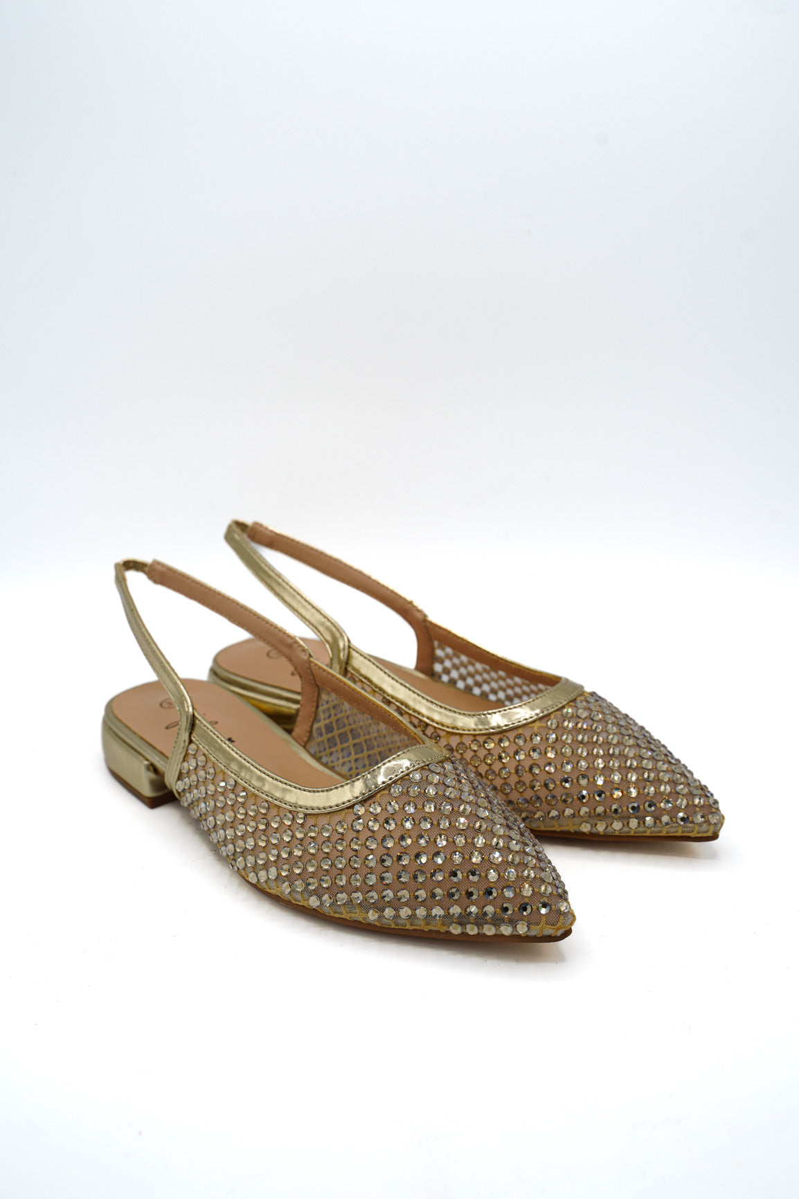 Gaia Shoes E1122 Slingback in rete con micro strass luminosi