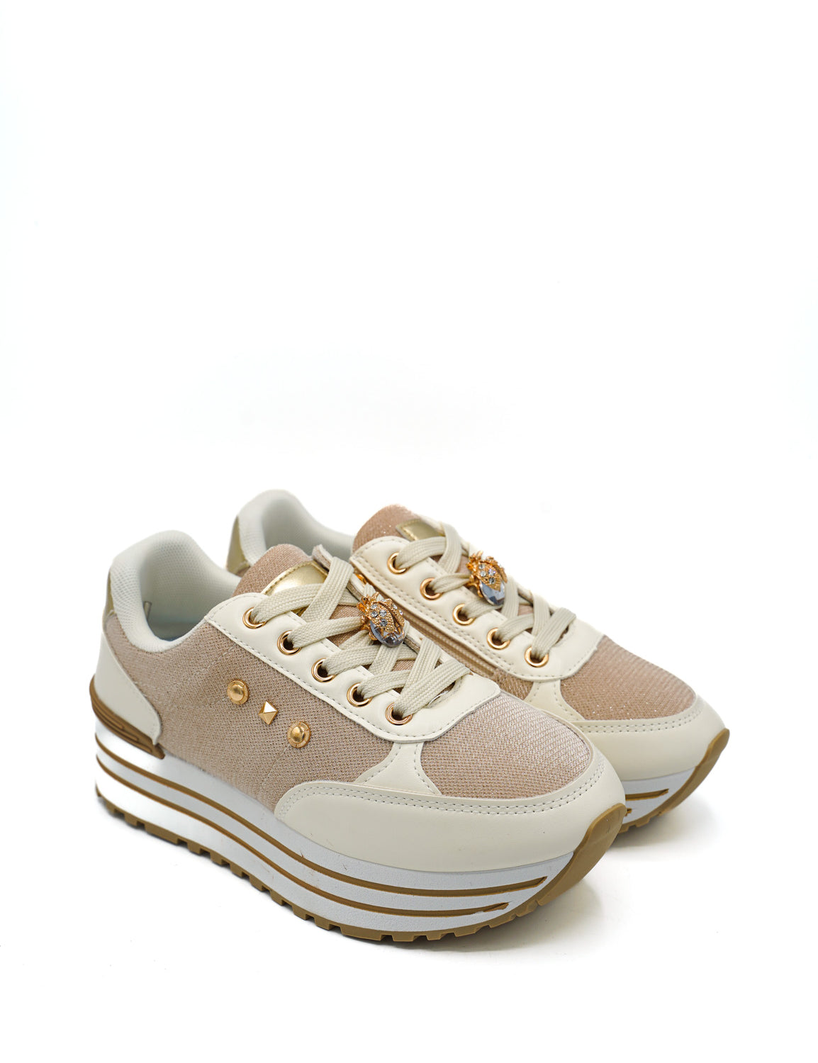 Gaia Shoes E176 Sneakers con borchie e charm metallico