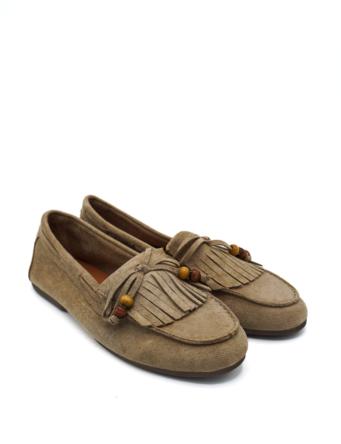 Gaia Shoes Anna mocassini con frange e perline decorative