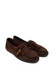 Gaia Shoes Anna mocassini con frange e perline decorative