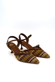 Gaia Shoes GY460 Dècolletè slingback in tessuto intrecciato