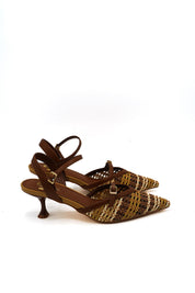 Gaia Shoes GY460 Dècolletè slingback in tessuto intrecciato