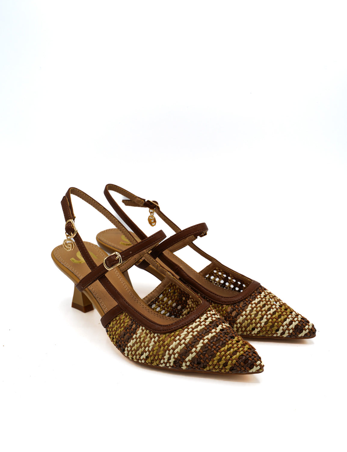 Gaia Shoes GP980 Dècolletè slingback intrecciate bicolore