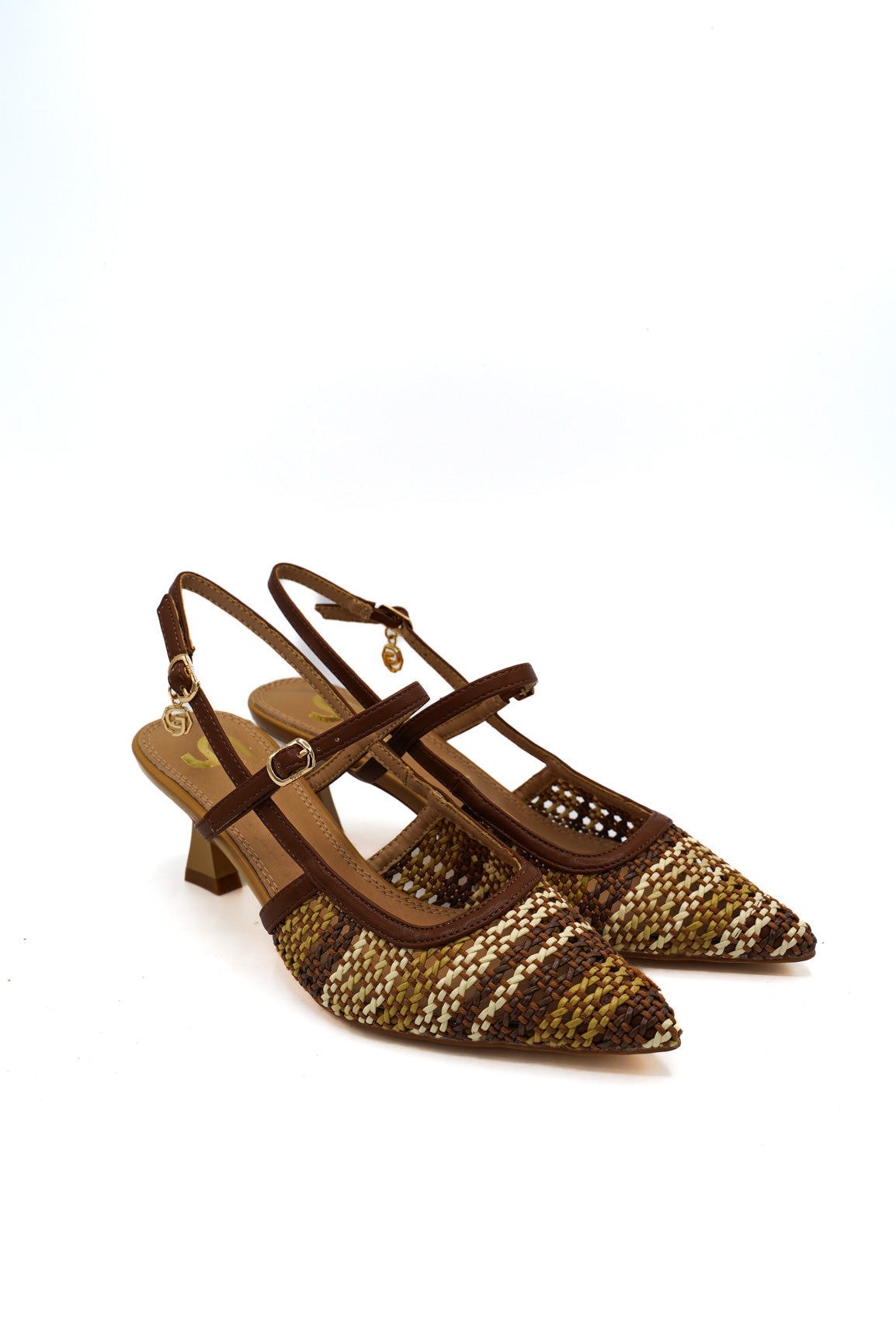 Gaia Shoes GP980 Dècolletè slingback intrecciate bicolore