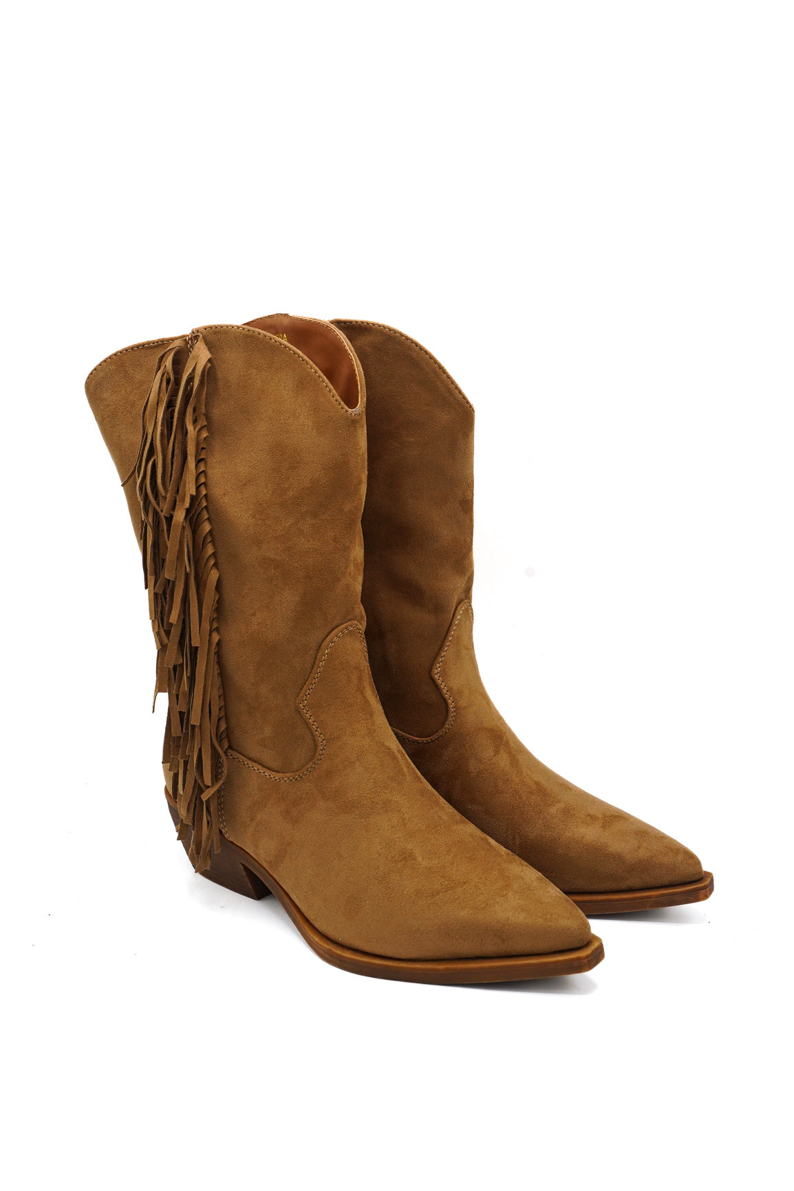 Gaia Shoes Alice Stivali scamosciati texani con dettaglio frange